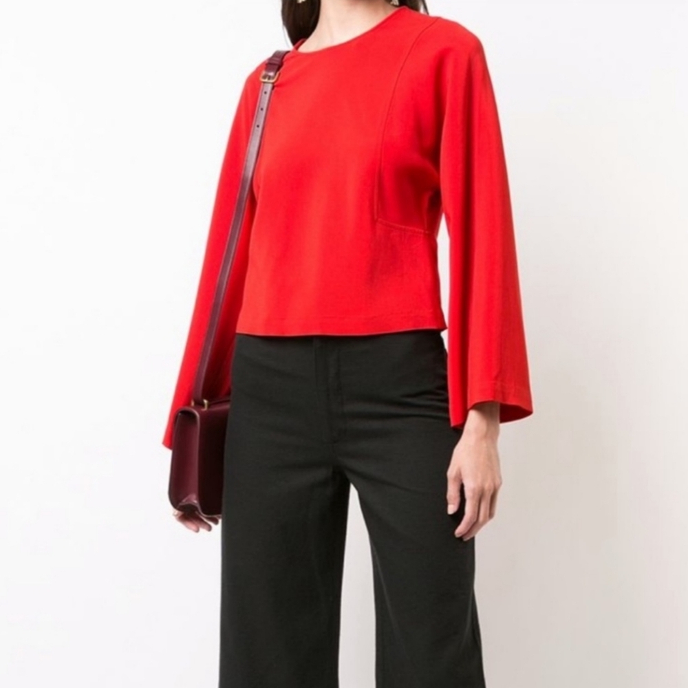 A.L.C  Women's  Red flare sleeve‎ Sweater Top Size 2 XS Blouse NWT